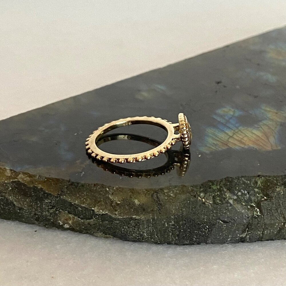 Gold Vermeil Sterling Silver 925 Square Yellow Cubic Zirconia Solitaire Ring 5 - Picture 5 of 16